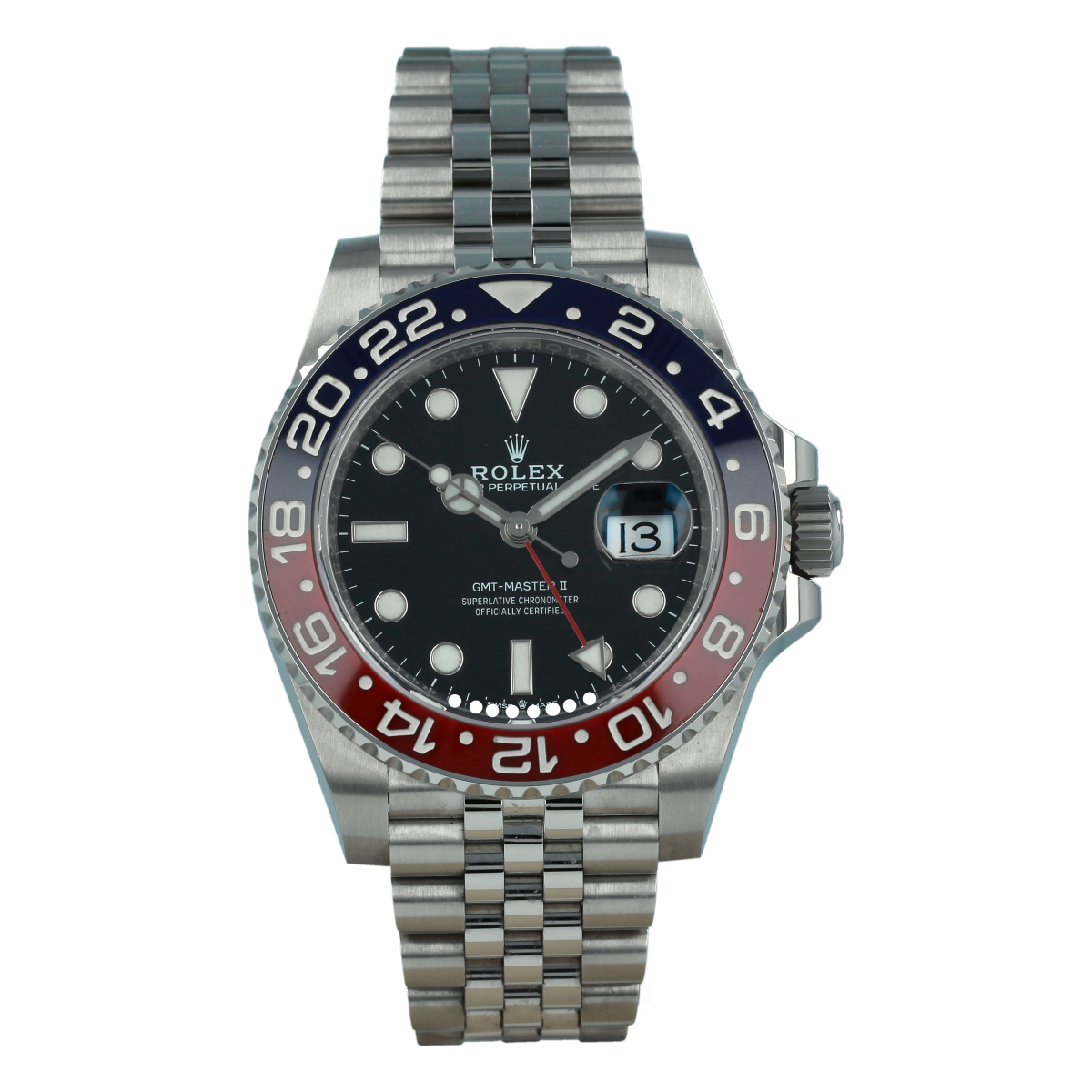 Rolex GMT-Master II – Ref. 126710BLRO “Pepsi – Jubilee-Armband – Jahr 2018 – Komplettset [ID15715] | Kaufe gebrauchte Rolex-Uhr
