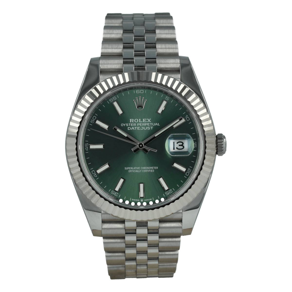 Rolex Datejust 41 – Ref. 126334 – Esfera “Verde Menta – Brazalete Jubilee – Año 2025 – Como Nuevo – Completo [ID15817] | Comprar reloj Rolex de segunda mano
